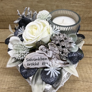 Szív alakú sírdísz 10, Otthon & Életmód, Vallás, Temetkezési tárgy, Sírdísz, kegyeleti dísz, Virágkötés, MESKA