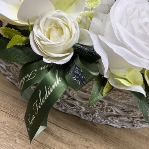 Orchideás  sírdísz mécsessel - otthon & életmód - vallás - temetkezési tárgy - sírdísz, kegyeleti dísz - Meska.hu