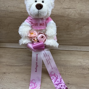 Ballagási csokor fehér macival - Meska.hu