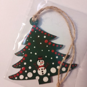 Karácsonyfadísz pontozott technikával, hóember mintával - fenyőfa - karácsony - karácsonyi lakásdekoráció - karácsonyfadíszek - Meska.hu