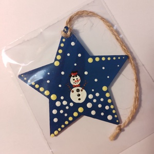 Karácsonyfadísz pontozott technikával, hóember mintával - csillag - karácsony - karácsonyi lakásdekoráció - karácsonyfadíszek - Meska.hu