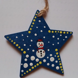 Karácsonyfadísz pontozott technikával, hóember mintával - 5 darabos készlet - karácsony - karácsonyi lakásdekoráció - karácsonyfadíszek - Meska.hu