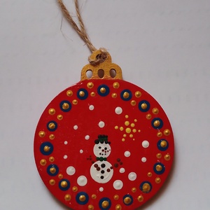 Karácsonyfadísz pontozott technikával, hóember mintával - 5 darabos készlet - karácsony - karácsonyi lakásdekoráció - karácsonyfadíszek - Meska.hu