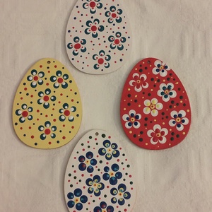 Húsvéti dísz pontozott technikával, virág mintával - 4 darabos készlet, Otthon & Életmód, Dekoráció, Dísztárgy, Festett tárgyak, MESKA