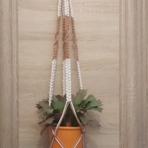 Makramé két színű  virágtartó - Meska.hu