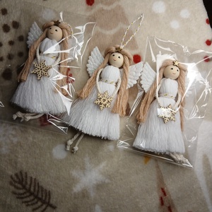 Makramé  Angyalka  - karácsony - karácsonyi lakásdekoráció - karácsonyfadíszek - Meska.hu