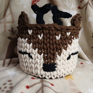 Szarvas tárolókosár, Otthon & Életmód, Tárolás & Rendszerezés, Tárolókosár, Horgolás, MESKA