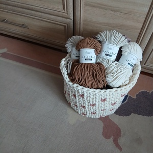 35 cm átmérőjű horgolt tároló - otthon & életmód - tárolás & rendszerezés - tárolókosár - Meska.hu