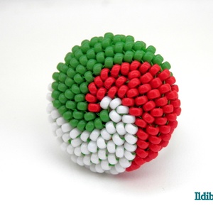 Piros fehér zöld spirálos kerek gyűrű - ékszer - gyűrű - kerek gyűrű - Meska.hu