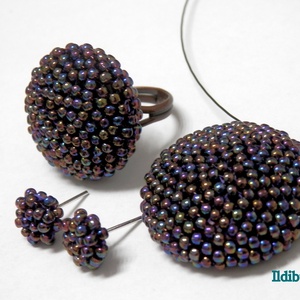 Irizálós fémes lila szett - ékszer - ékszerszett - Meska.hu