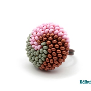 Spirálos 3 színű kerek gyűrű - 56. verzió - ékszer - gyűrű - gyöngyös gyűrű - Meska.hu