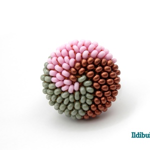 Spirálos 3 színű kerek gyűrű - 56. verzió, Ékszer, Gyűrű, Gyöngyös gyűrű, Gyöngyfűzés, gyöngyhímzés, MESKA