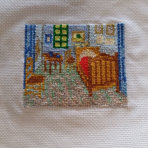 Van Gogh szobája Arles-ban,mini keresztszemes hímzés - Meska.hu