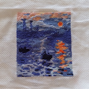 Monet: Impresszió, a felkelő nap mini keresztszes hímzés - Meska.hu