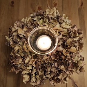 Adventi, szárított hortenzia kopogtató/asztaldísz - otthon & életmód - dekoráció - ajtó- és ablak dekoráció - ablakdísz - Meska.hu
