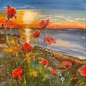 Pipacsos alkony- akril festmény, Művészet, Festmény, Akril, Festészet, MESKA