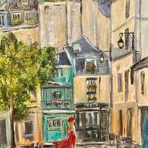 Séta Párizsban akril festmény, Művészet, Festmény, Akril, Festészet, Kerámia, MESKA