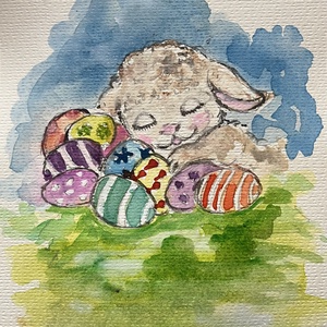 Álmodozó barika- akvarell, Művészet, Festmény, Akvarell, Festészet, MESKA