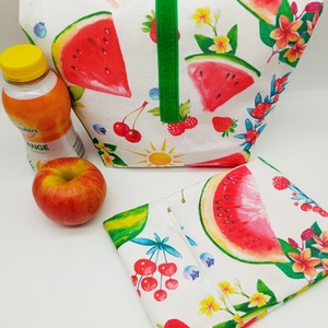 Uzsonnás táska snackbaggel - Lunch bag - Zero waste  - táska & tok - uzsonna- & ebéd tartó - ebéd tasak, doboz - Meska.hu