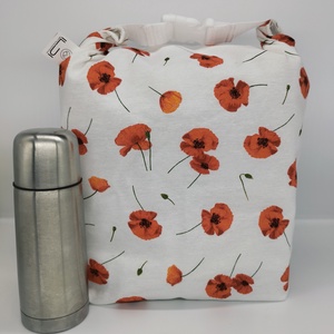 Pipacsos Uzsonnás táska - Roll top Lunch bag - Zero waste , Táska & Tok, Uzsonna- & Ebéd tartó, Ebéd tasak, doboz, Varrás, MESKA