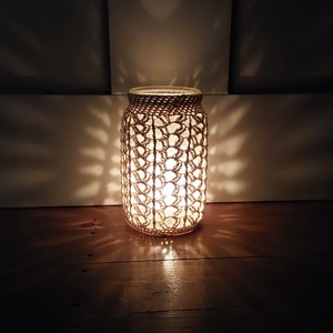 Horgolt mécsestartó 16 cm, Karácsony, Karácsonyi lakásdekoráció, Karácsonyi lakásdíszek, Horgolás, MESKA