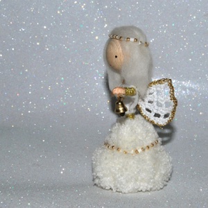 Arany-fehér angyalka/tündér - pom-baba -  - Meska.hu