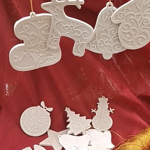 festhető, kerámia karácsonyfadíszek (9db/csomag) - Meska.hu