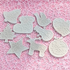 festhető, kerámia karácsonyfadíszek (9db/csomag) - diy (csináld magad) - egységcsomag - Meska.hu