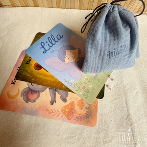 Kék pamut gyógynövényes zsákok ásvánnyal és mesekártyával gyerekeknek  - Meska.hu