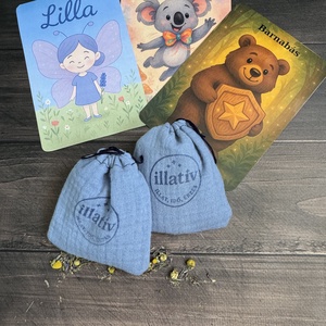 Gyógynövényes pamutgéz zsák szett gyerekeknek - kék színben - játék & sport - ovis felszerelés - ovis párna, kispárna - Meska.hu