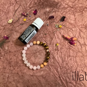 Ásványkarkötő illatostható fa gyönggyel - Védelmez szeretet, Ékszer, Karkötő, Ásványkarkötő, Gyöngyfűzés, gyöngyhímzés, MESKA