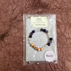 Ásványkarkötő illatosítható fa gyönggyel - Álmodó  - ékszer - karkötő - ásványkarkötő - Meska.hu