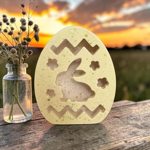 Mesefény tojás - nyuszis éjjelifény mesekártyával - ünnepi díszek, dekorációk - húsvéti díszek és dekorációk - húsvéti ajtódísz, kopogtató - Meska.hu