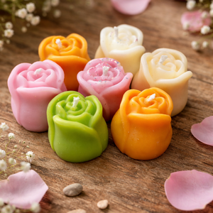 Kézműves rózsaformájú illatgyertya - Meska.hu