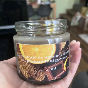 Csokoládé és narancs illatú szójaviasz illatgyertya 212 ml, Karácsony, Karácsonyi lakásdekoráció, Karácsonyi illatgyertya, mécses, , MESKA