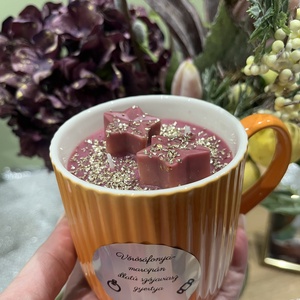Bögrés szójaviasz gyertya vörösáfonya-marcipán illatban 360 ml, Otthon & Életmód, Gyertya, illat, aroma, Gyertya, , MESKA