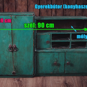 Rusztikus és shabby chic koptatott zöld tárolószekrény, Játékkonyha - otthon & életmód - bútor - más bútor - Meska.hu