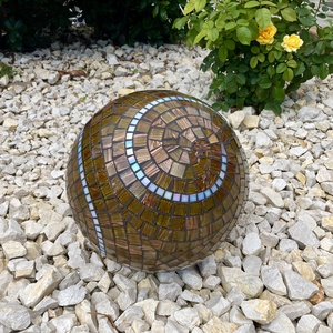 Óriás bronz mozaik gömb, díszgömb kertbe, lakásba - 31 cm - Meska.hu
