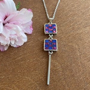 Design ékszer, mozaik nyaklánc - Dichroic színváltós mikromozaik üveggel, Ékszer, Nyaklánc, Medálos nyaklánc, Mozaik, MESKA