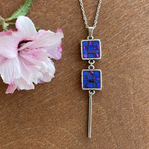 Design ékszer, mozaik nyaklánc - Dichroic színváltós mikromozaik üveggel - ékszer - nyaklánc - medálos nyaklánc - Meska.hu