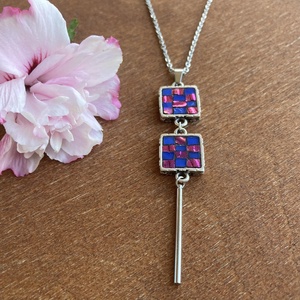 Design ékszer, mozaik nyaklánc - Dichroic színváltós mikromozaik üveggel - ékszer - nyaklánc - medálos nyaklánc - Meska.hu