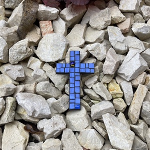 Pici mozaik kereszt - kék üvegmozaik, 11 cm - otthon & életmód - vallás - kereszt - Meska.hu