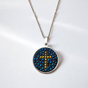 Arany kereszt mikromozaik nyaklánc nemesacéllal - mozaik design ékszer, Dichroic üveg - ékszer - nyaklánc - medálos nyaklánc - Meska.hu
