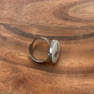 Zsolnay mentett darabok - nemesacél gyűrű - rózsabimbós, állítható - ékszer - gyűrű - kerek gyűrű - Meska.hu