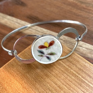 Herendi mentett darabok - nemesacél karperec porcelán virágos - 3 méretben - Meska.hu