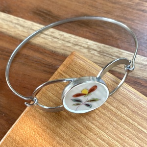 Herendi mentett darabok - nemesacél karperec porcelán virágos - 3 méretben - ékszer - karkötő - karkötő medállal - Meska.hu