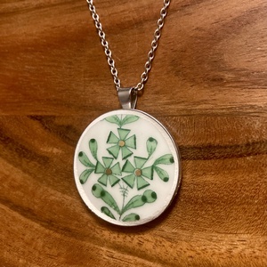 Herendi mentett darabok - porcelán nyaklánc - nemesacél medál Apponyi mintával - Meska.hu