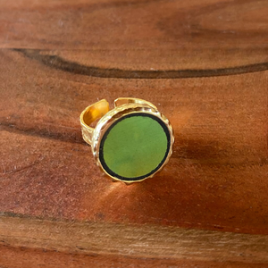 Eozinos aranyozott gyűrű - Zsolnay mentett darabok - eozin mázas, állítható, Ékszer, Gyűrű, Szoliter gyűrű, Mozaik, Ékszerkészítés, MESKA