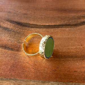 Eozinos aranyozott gyűrű - Zsolnay mentett darabok - eozin mázas, állítható - ékszer - gyűrű - szoliter gyűrű - Meska.hu