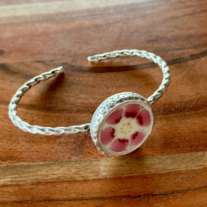 Zsolnay mentett darabok - virágos porcelán karperec - állítható, Ékszer, Karkötő, Karkötő medállal, Mozaik, Ékszerkészítés, MESKA